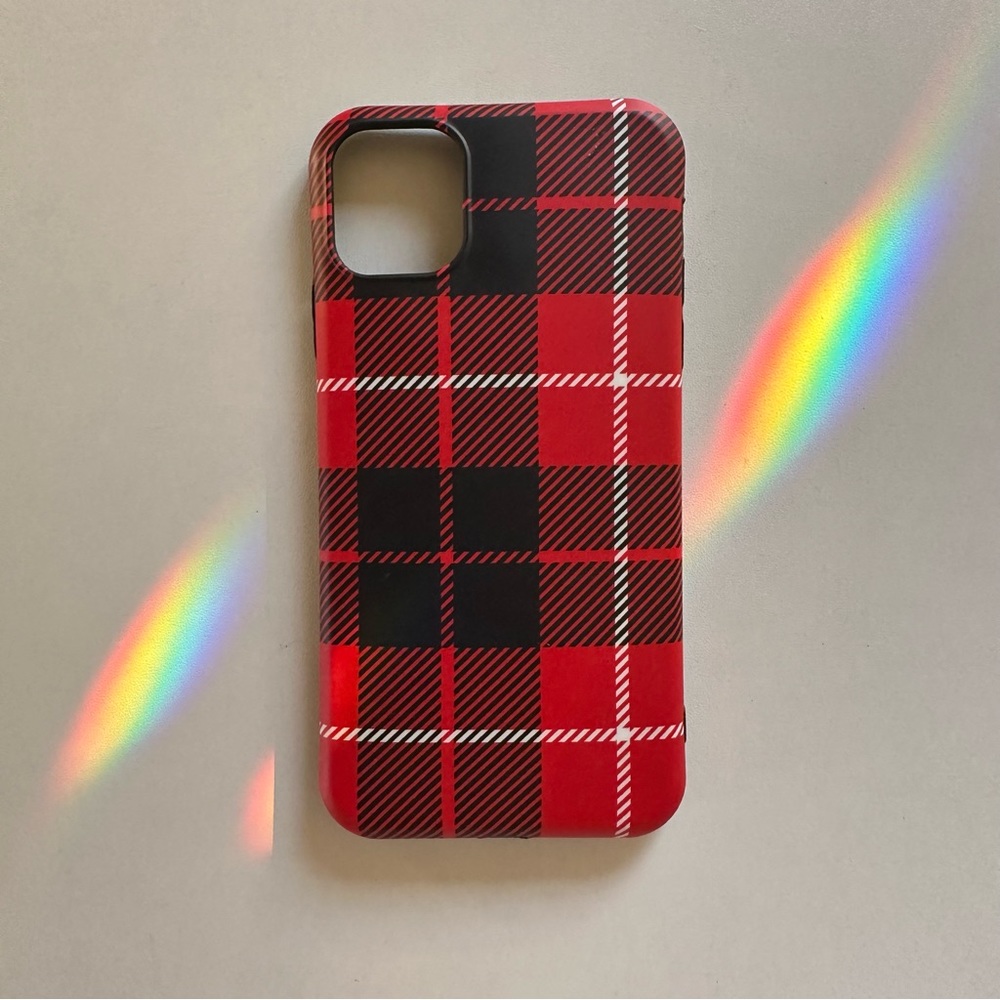 Iphone 11 Case red Christmas plad check black, white